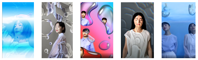 左から、AQUA BREATH、AQUA RIBBON、AQUA DROPS、AQUA LIGHT、AQUA FLUCTUATION