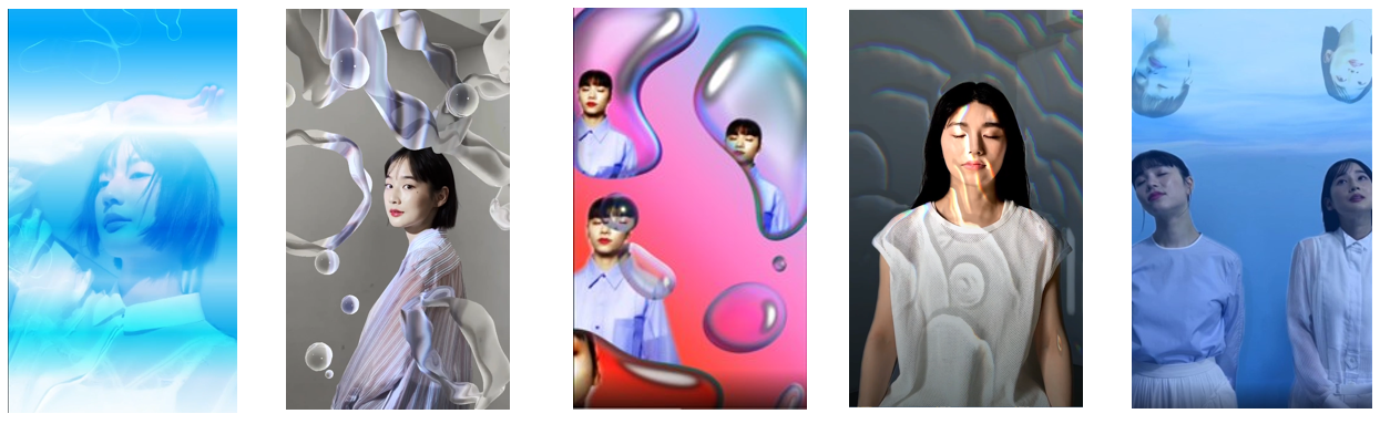 左から、AQUA BREATH、AQUA RIBBON、AQUA DROPS、AQUA LIGHT、AQUA FLUCTUATION