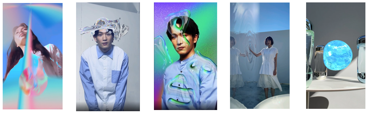 左から、AQUA RAINBOW、AQUA HAT、AQUA AIR、AQUA MIRROR、AQUA BALL