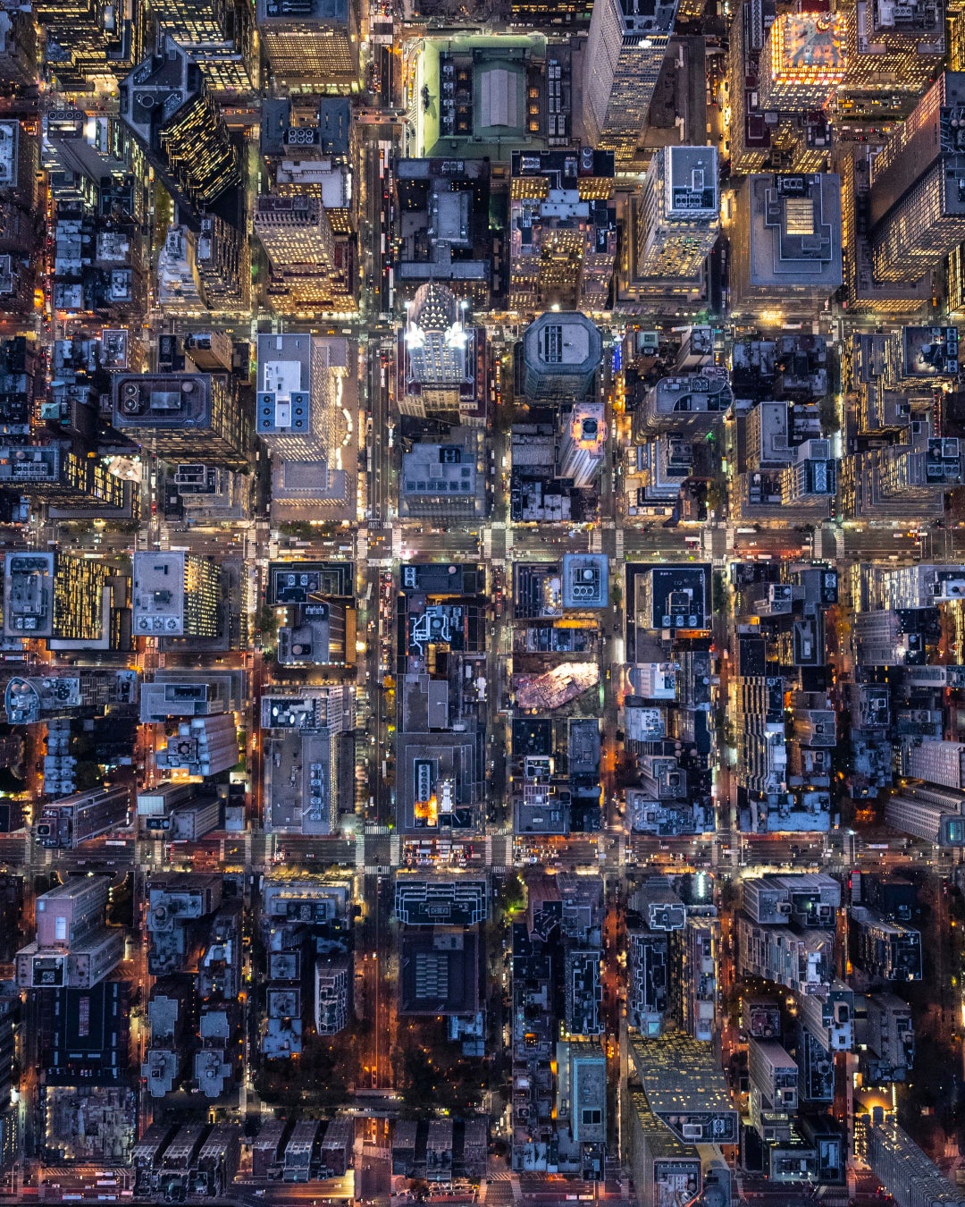 「City at dusk. Aerial photograph」