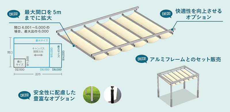 SDGsに対応した日よけテント「ソラカゼ」に待望の新サイズ登場。熱中症