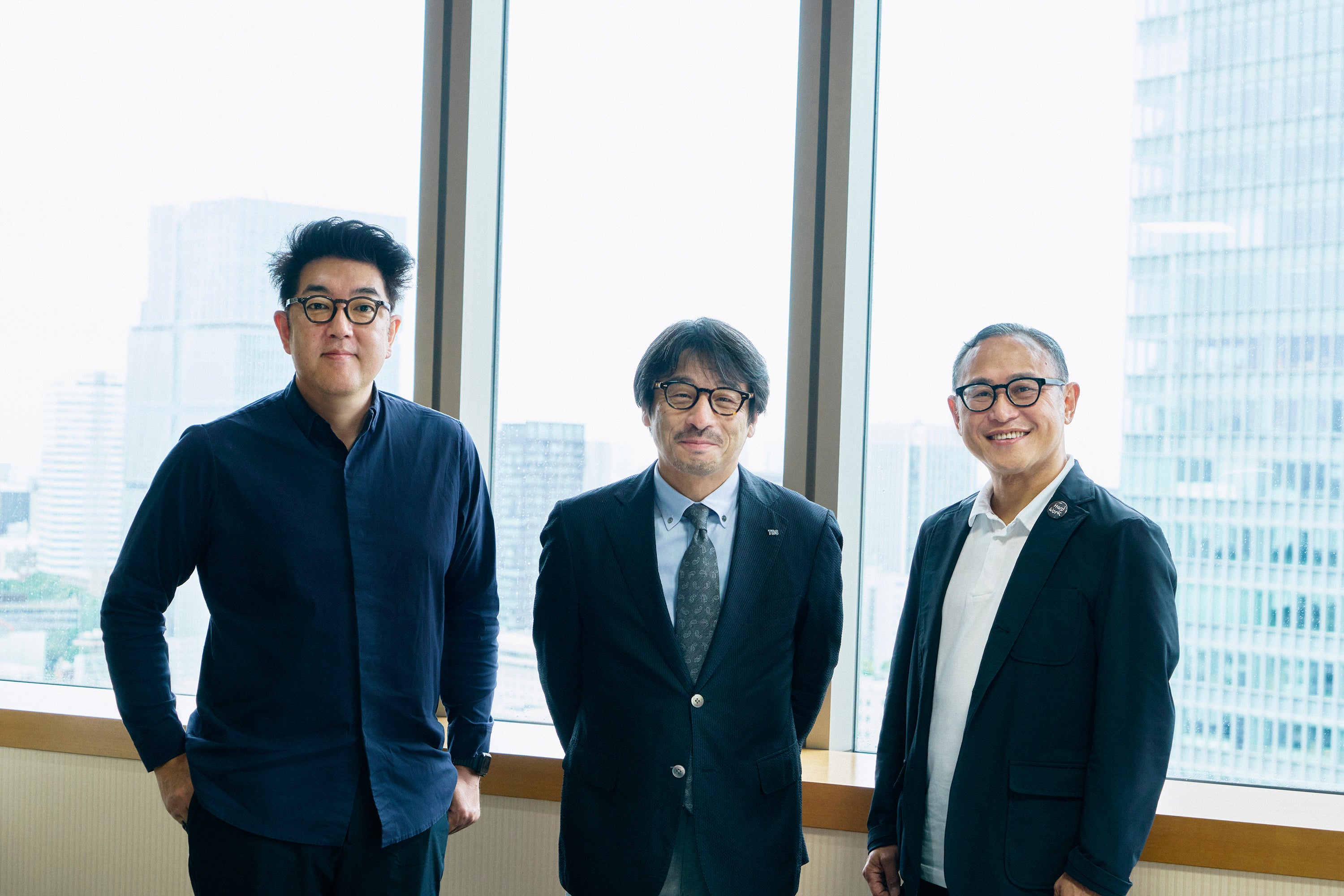 左から、The Chain Museum 取締役CCO 伊藤直樹、TBSホールディングス代表取締役社長 佐々木卓、The Chain Museum 代表取締役CEO 遠山正道　（撮影：分銅香奈）