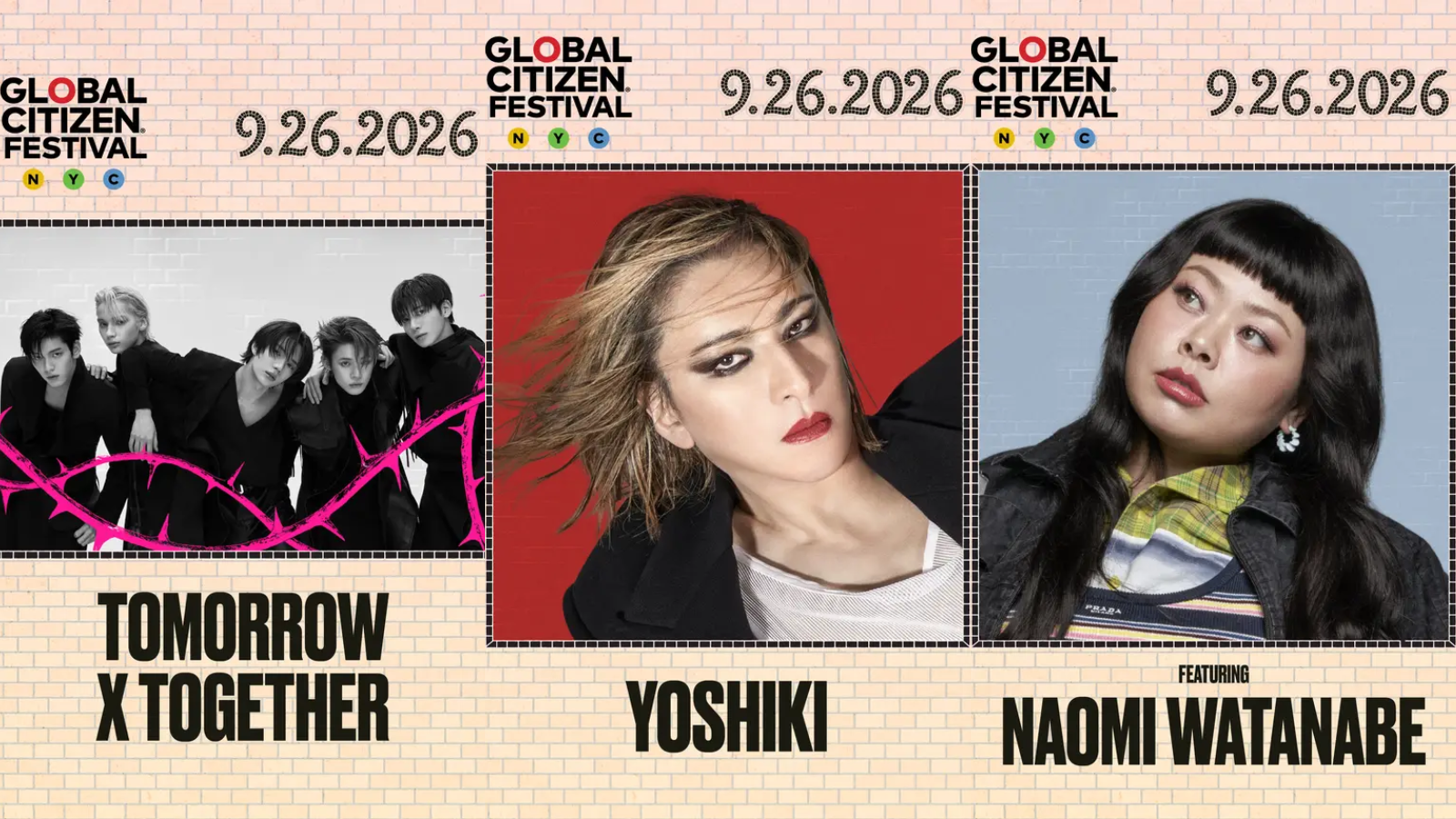 YOSHIKI、TXT、渡辺直美ら出演の世界最大級チャリティフェス「2026 Global Citizen Festival」｜actcoinコラボキャンペーンNY特派員決定