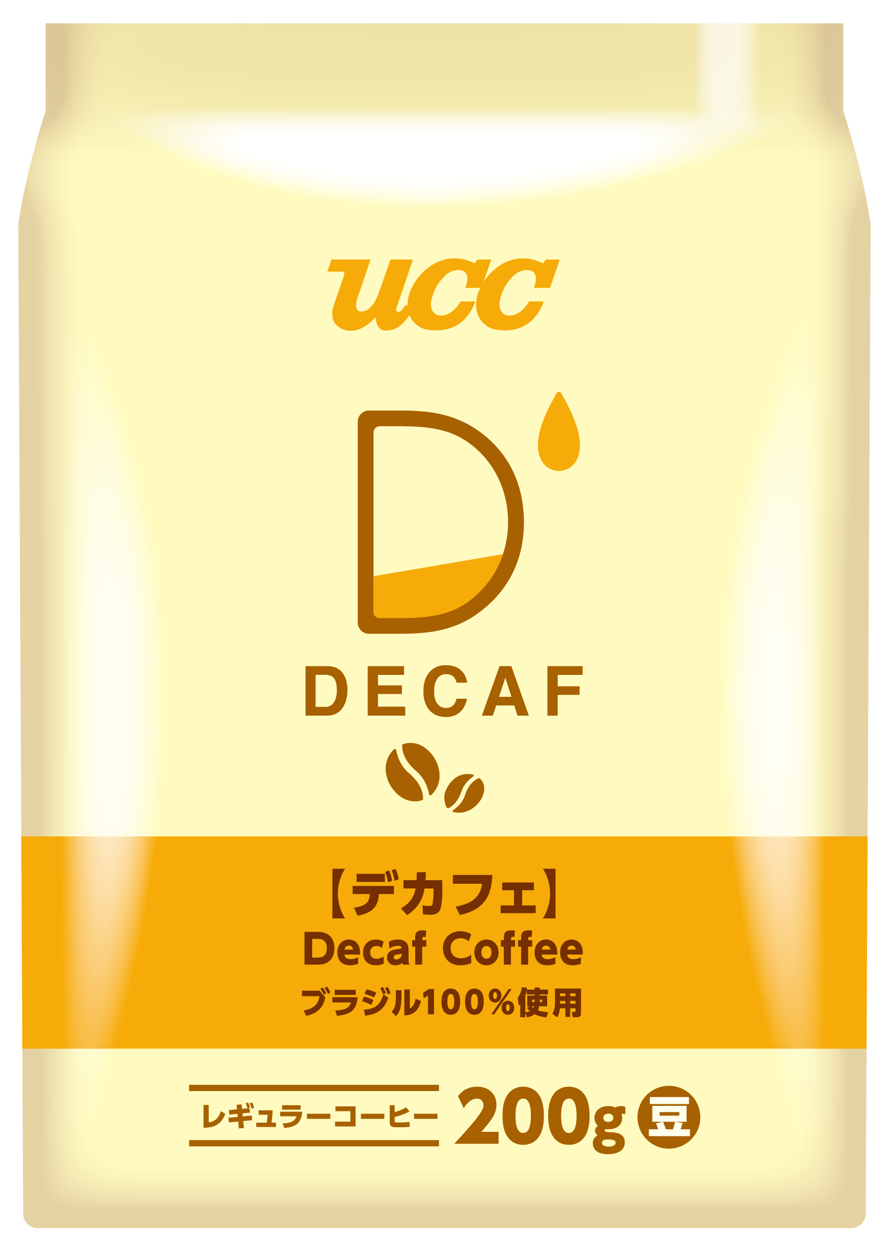 『UCC デカフェ ブラジル100%（豆）200g』 製品パッケージ