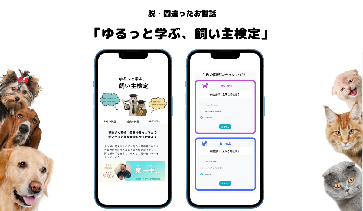 脱・間違ったお世話！犬や猫に関する知識を「ゆるっと学ぶ、飼い主検定」