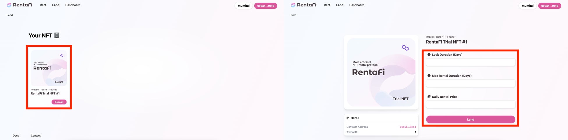 RentaFiの画面