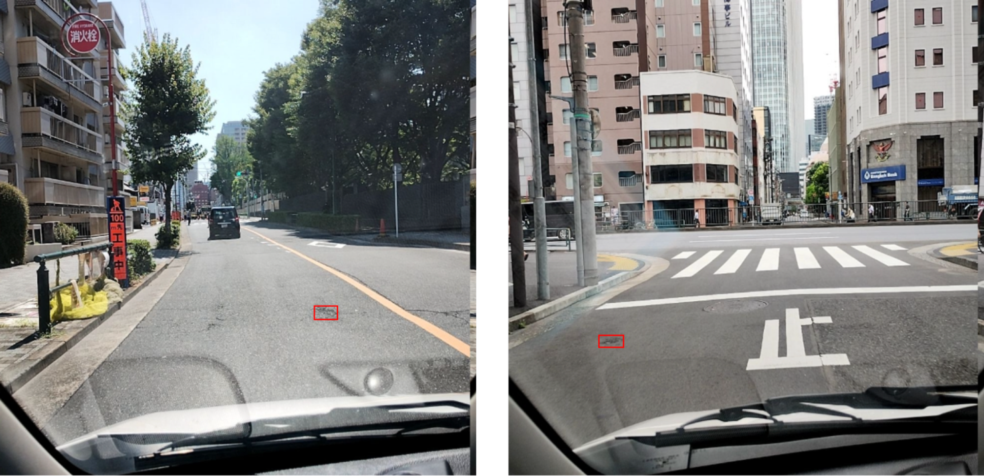 検知されたポットホール（穴）のサンプルイメージ