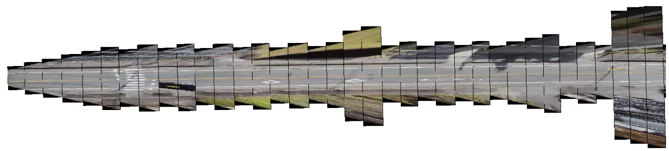 (2)平面データをつなぎ合わせて、路面を再構成し、鳥瞰図を生成します