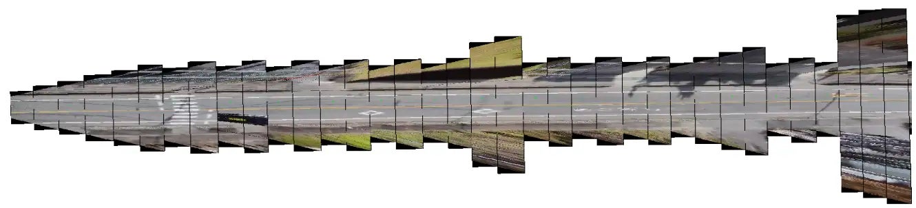 (2)平面データをつなぎ合わせて、路面を再構成し、鳥瞰図を生成します