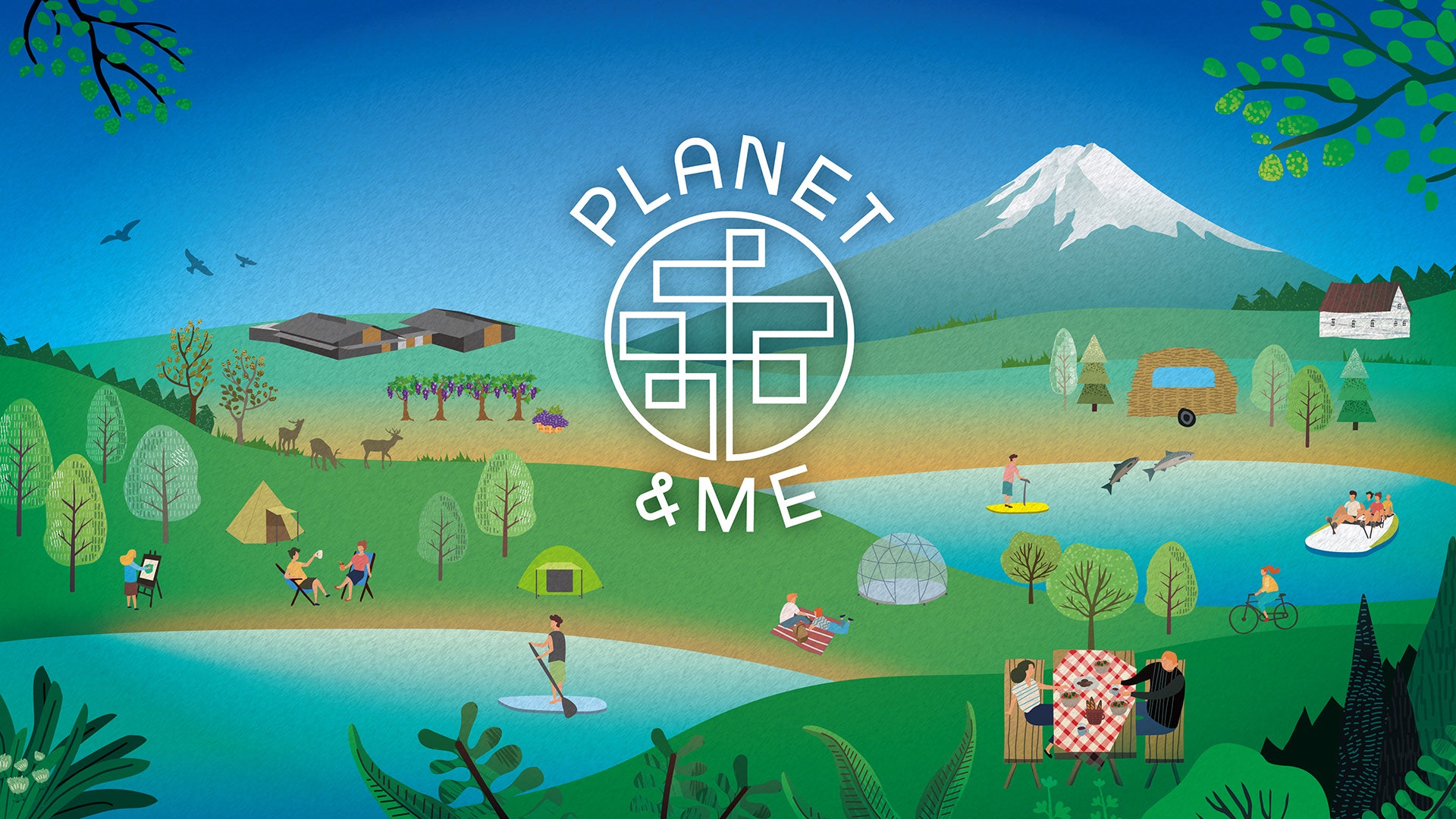 “地球と自然とともに” “Save the Planet”をアイコン化したロゴ
