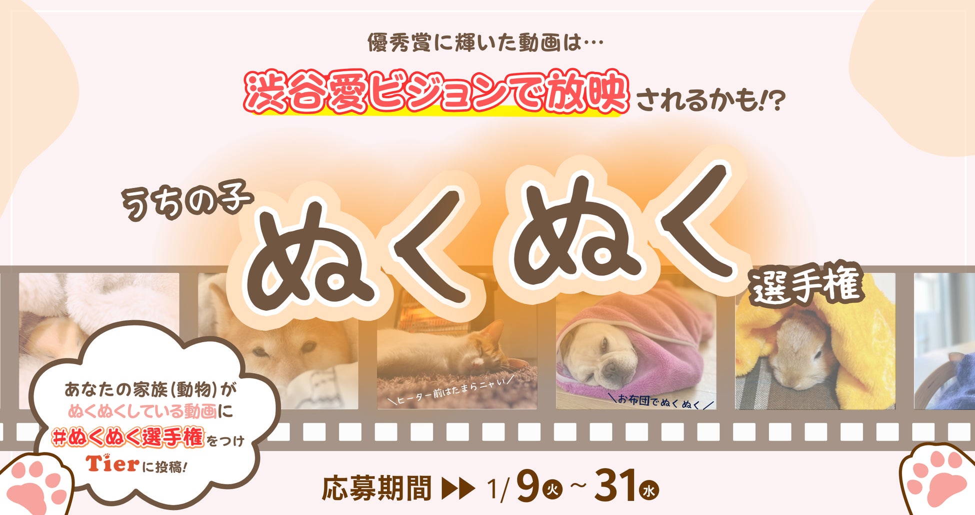 動物たちのぬくぬく動画で冬の寒さを吹き飛ばせ!Tierで「うちの子ぬくぬく選手権」開催! 動物たちのぬくぬく動画で冬の寒さを吹き飛ばせ!Tierで「うちの子ぬくぬく選手権」開催!
