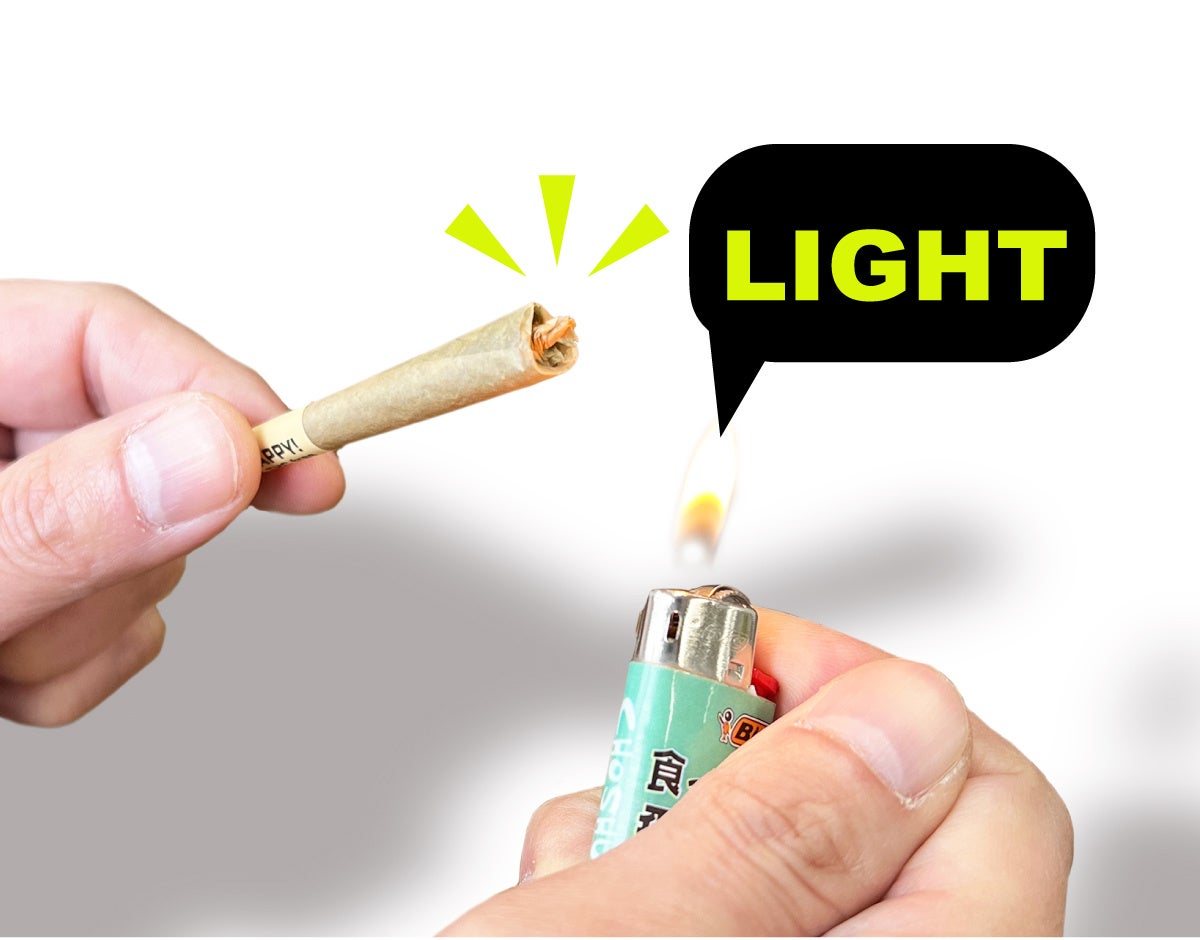  製品の先端（太い方）にライターなどで点火します。