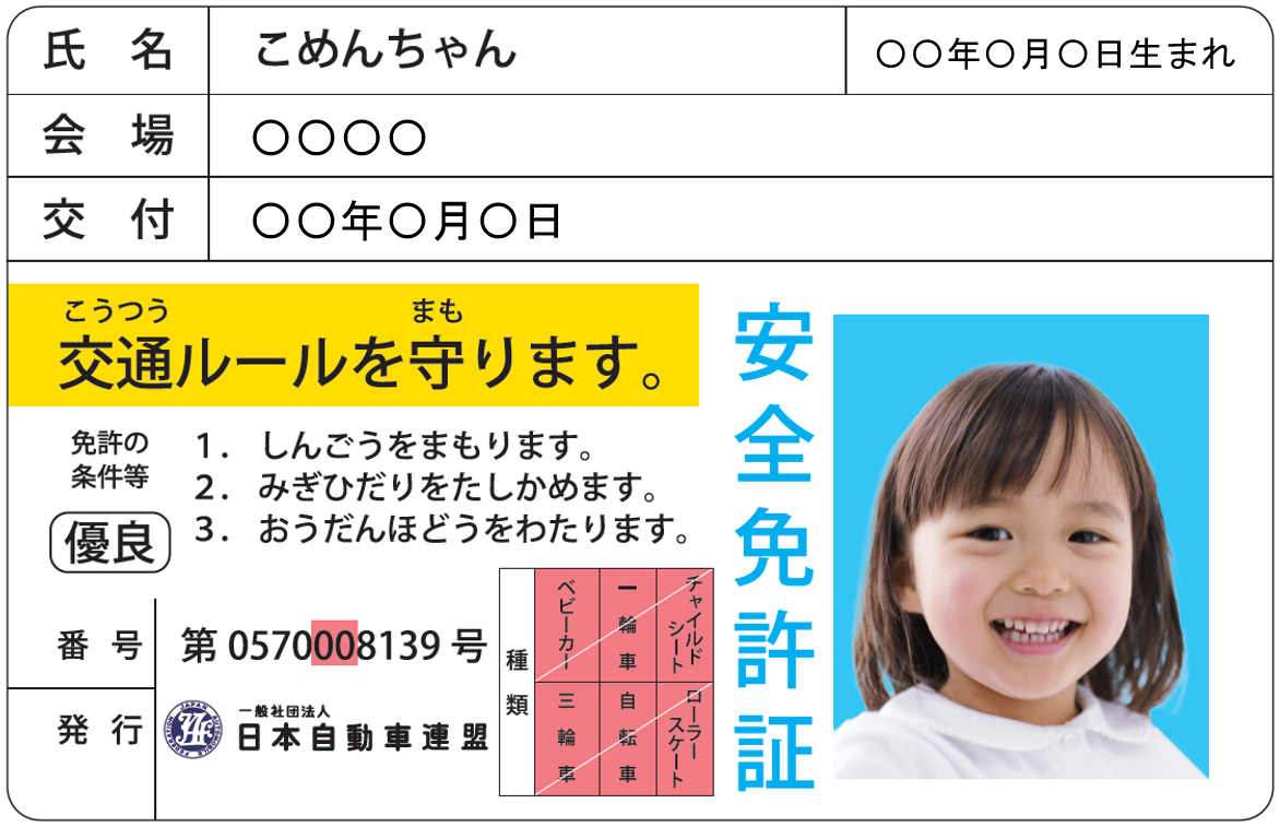 こども安全免許証 イメージ