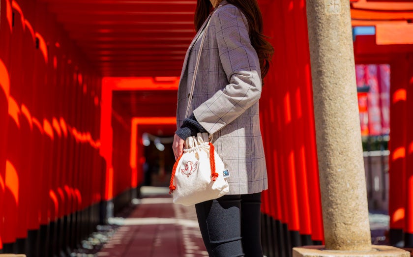 2Way巾着ポーチ着用イメージ