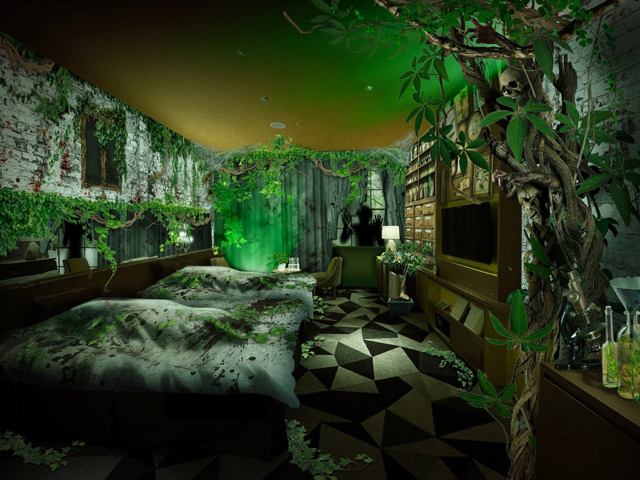 客室の設定は「異形の植物が蔓延る研究室」（イメージ）