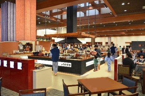郷土料理が並ぶバイキング会場