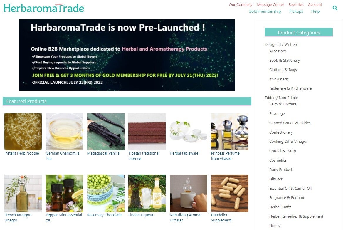 HerbaromaTradeのトップページ。全世界のハーブ・アロマ商品の検索が可能です。