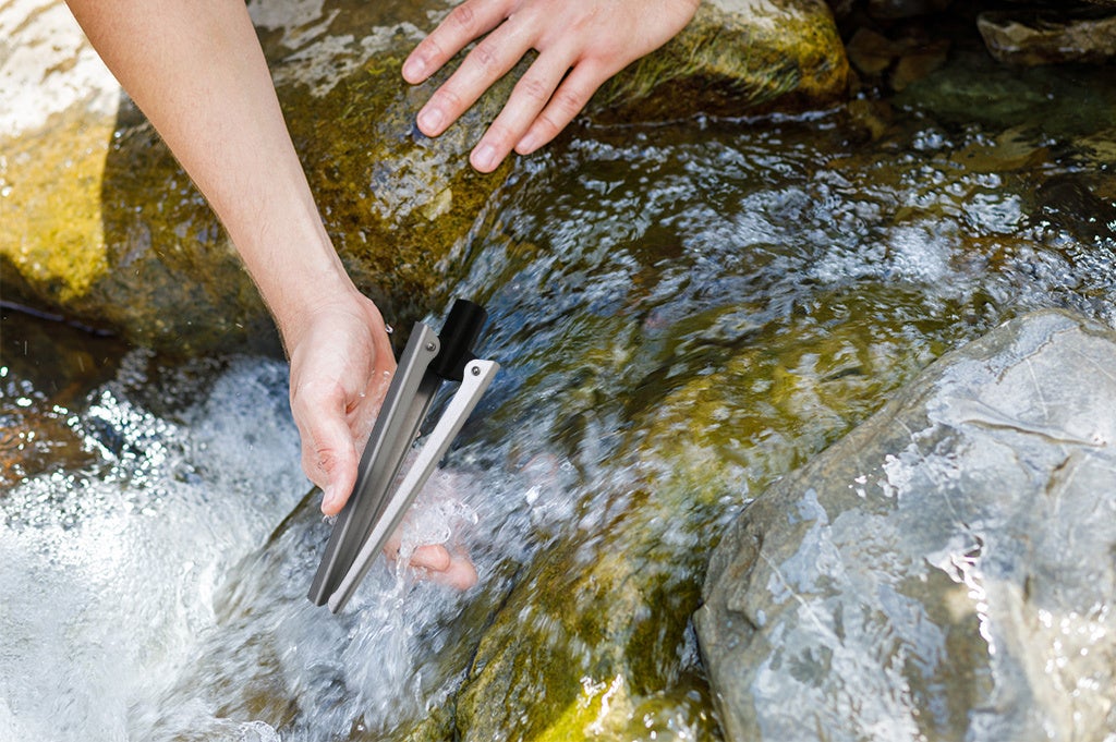 泥がついても沢水で洗い流せる