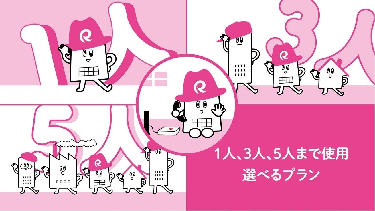 ・建物を擬人化した５人のキャラクターが利用者数に応じて３つのプランを選べることを訴求
