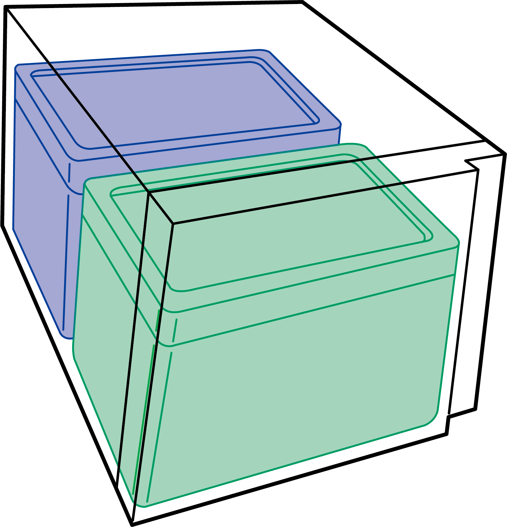 配達容器2箱を1ボックスに収納