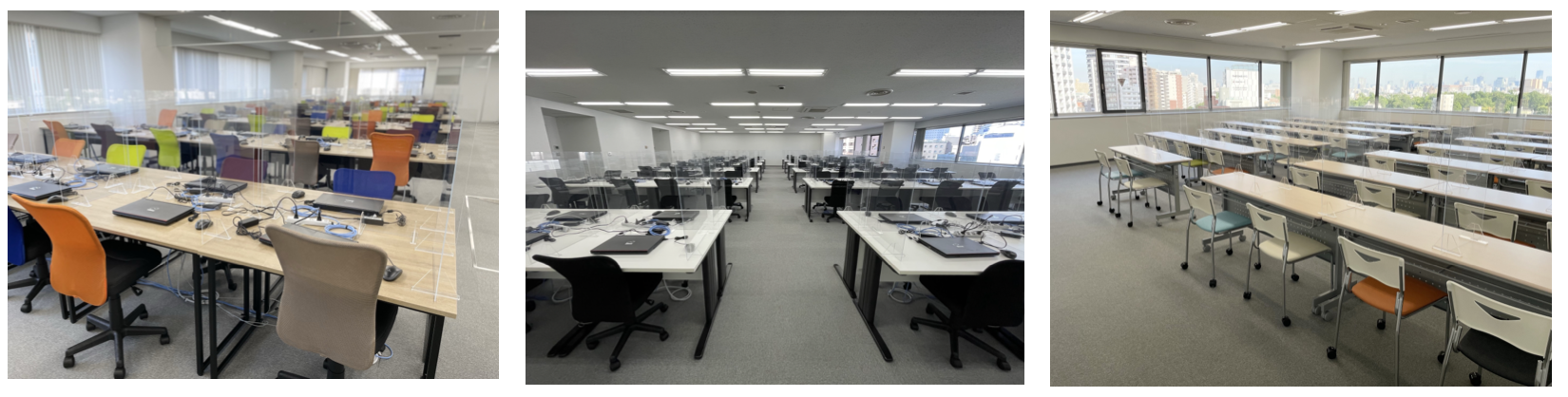 左から執務室（102席）、執務室（106席）、休憩スペース