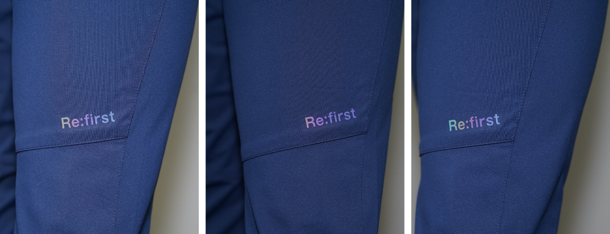 光が当たるとオーロラカラーに光ります