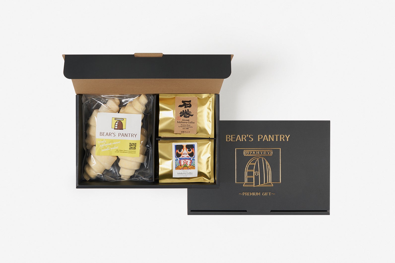 仏直輸入AOPバター使用冷凍クロワッサン4点＆いしかわ珈琲のドリップコーヒー2種各5点のコラボギフト