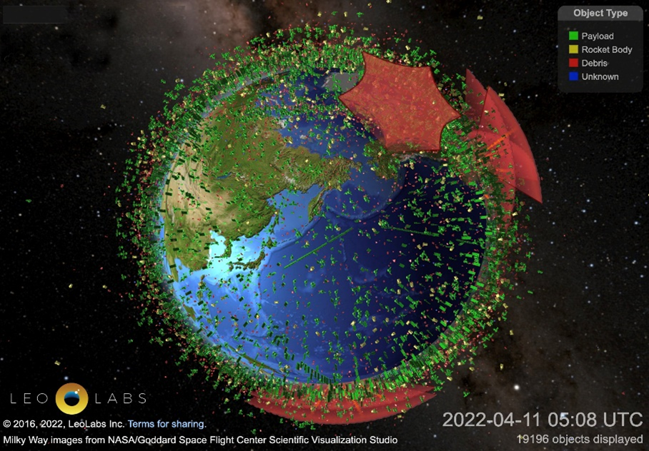LeoLabsによる19000超の低軌道物体の可視化