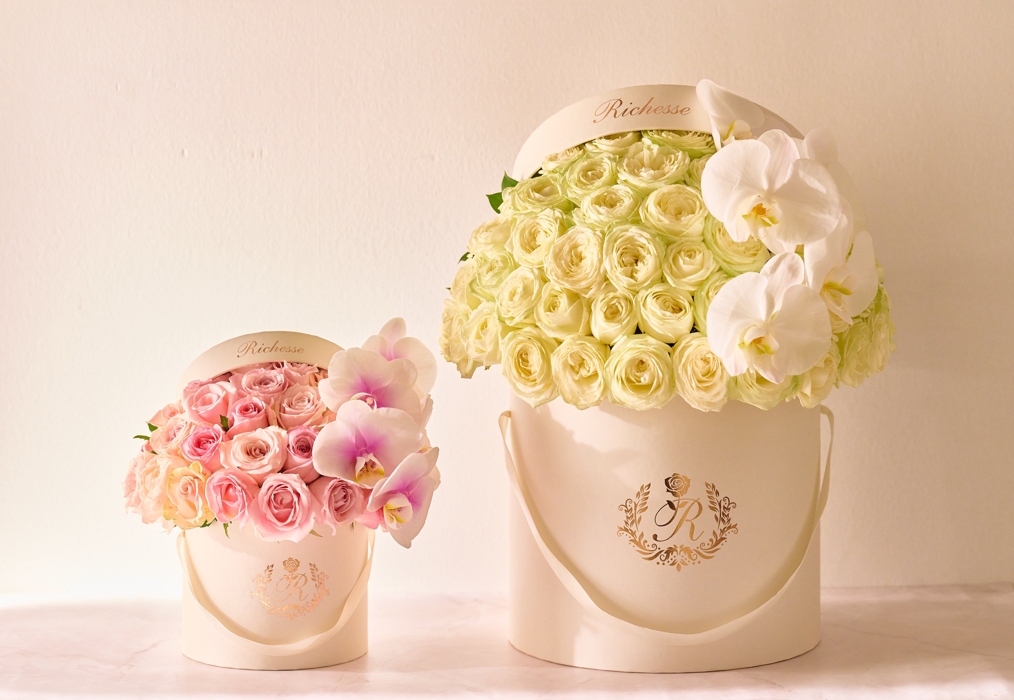 開店祝いに人気の胡蝶蘭を加えたアレンジメント