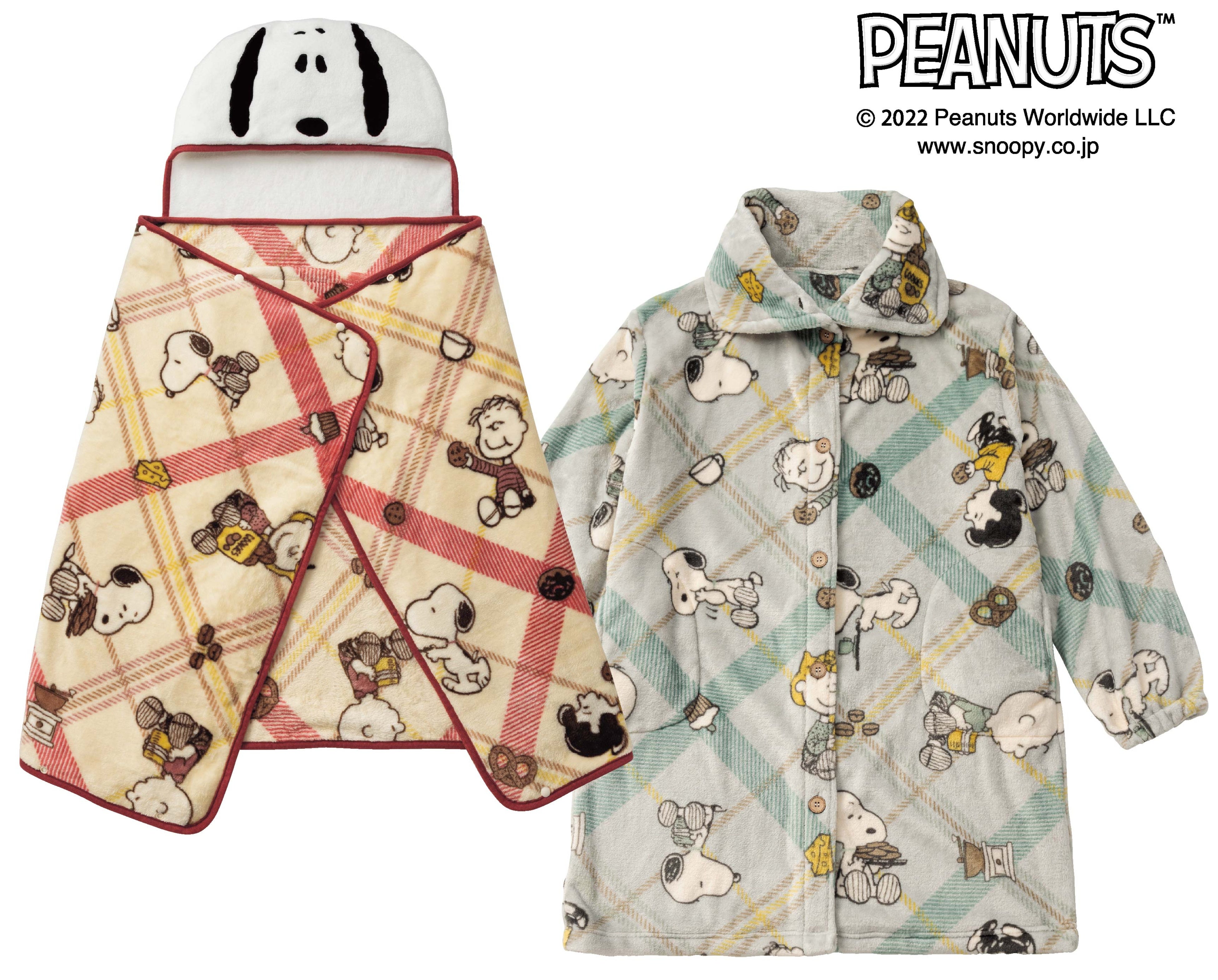 PEANUTS CAFÉ de PEANUTSシリーズ 5WAYブランケット、着る毛布
