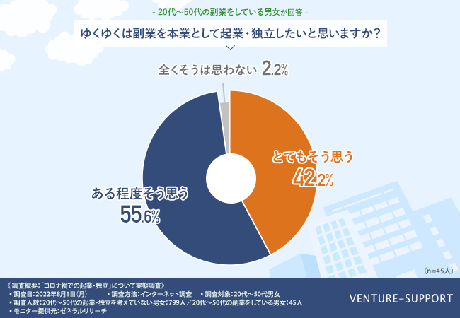 全国20代～50代の副業をしている男女45人を対象に調査を実施