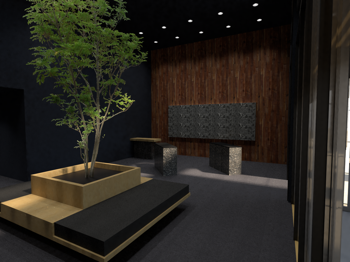 岩や石をイメージした館内