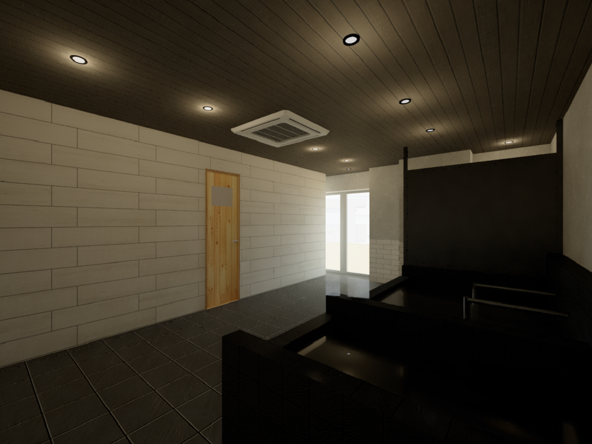 水風呂にも一部仕切りを設置