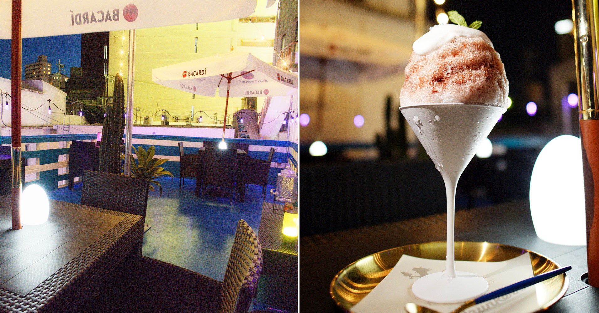 ルーフトップビアガーデンとカクテルかき氷