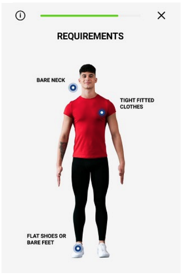 体にフィットする衣服で撮影