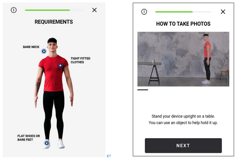 体にフィットする衣服で撮影
