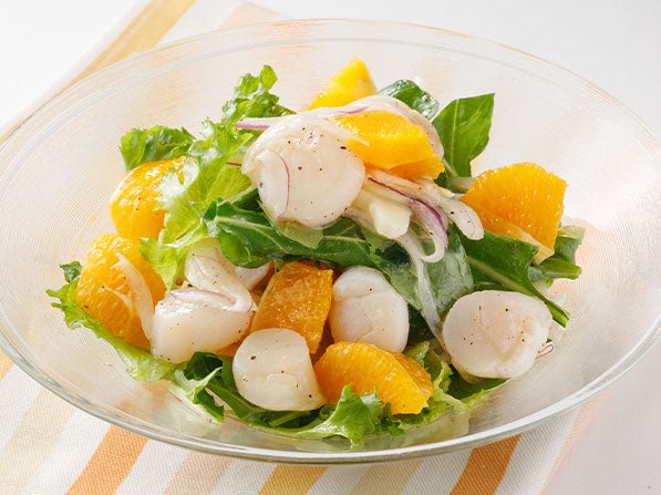 帆立とオレンジのカルパッチョサラダ