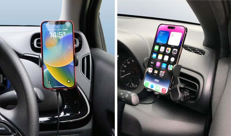 左）アクア・運転席右側エアコン・iPhone12　右）ヤリスクロス・運転席右側エアコン・iPhone14 ProMAX