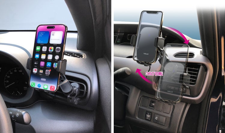 ■取付例  左）トヨタ ヤリス・iPhone 14 Pro Max