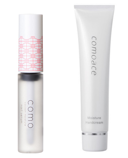 （左）ネイルセラム※（爪用美容液） （右）ハンドクリーム※ ※まゆから抽出した天然保湿成分ピュアセリシン配合