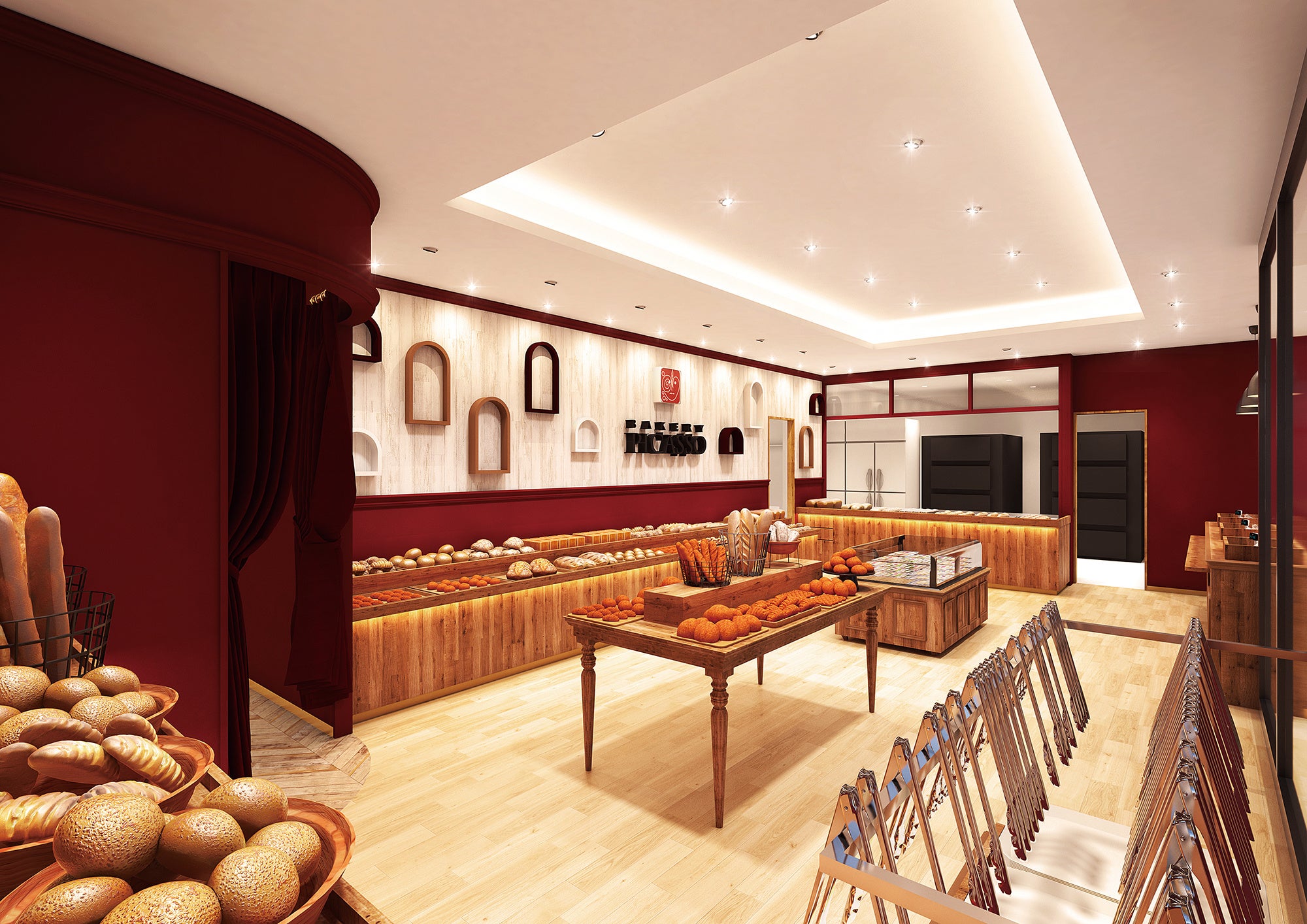 ベーカリーピカソ豊明店_内観パース