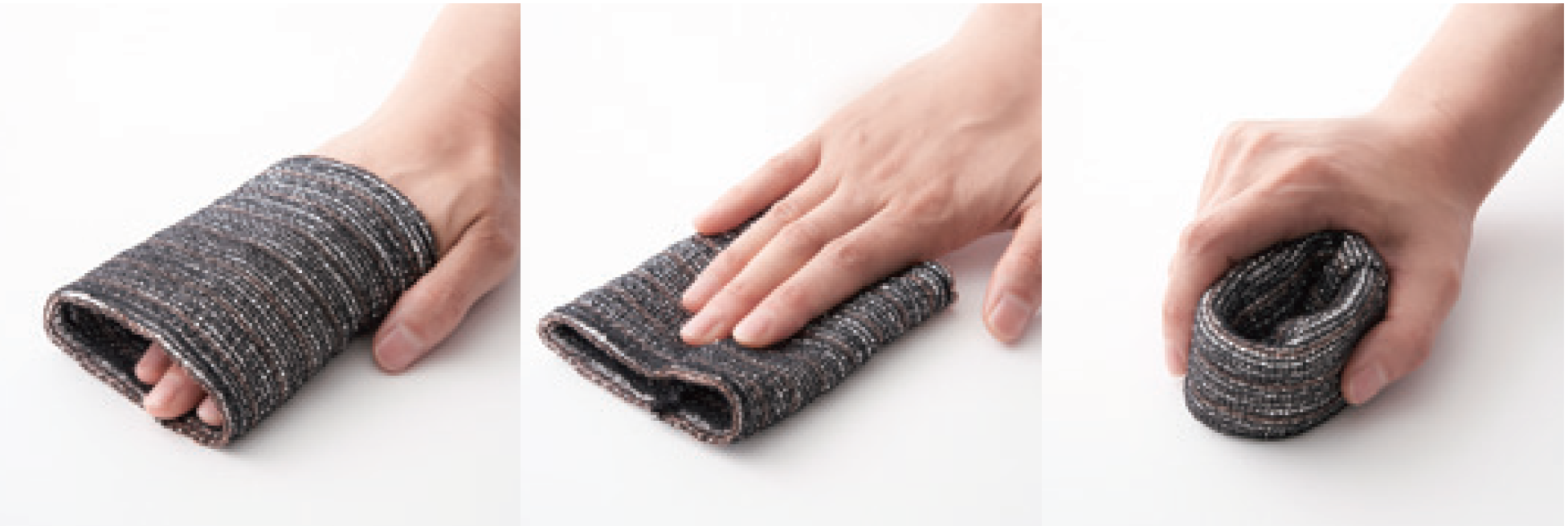 指を入れたり、丸めたり、力を入れやすい形状にして使えます。