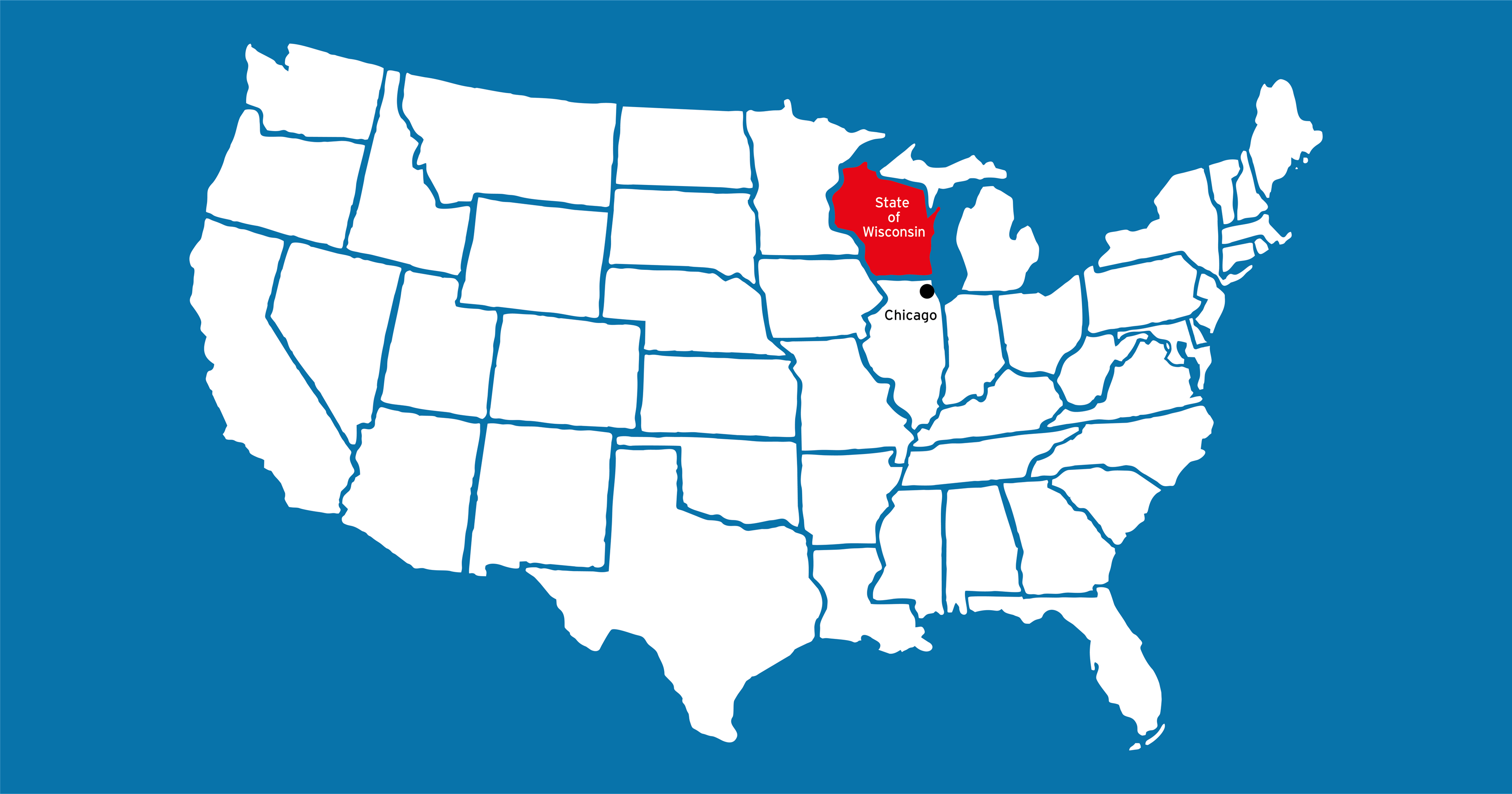 赤く塗ったところがウィスコンシン州