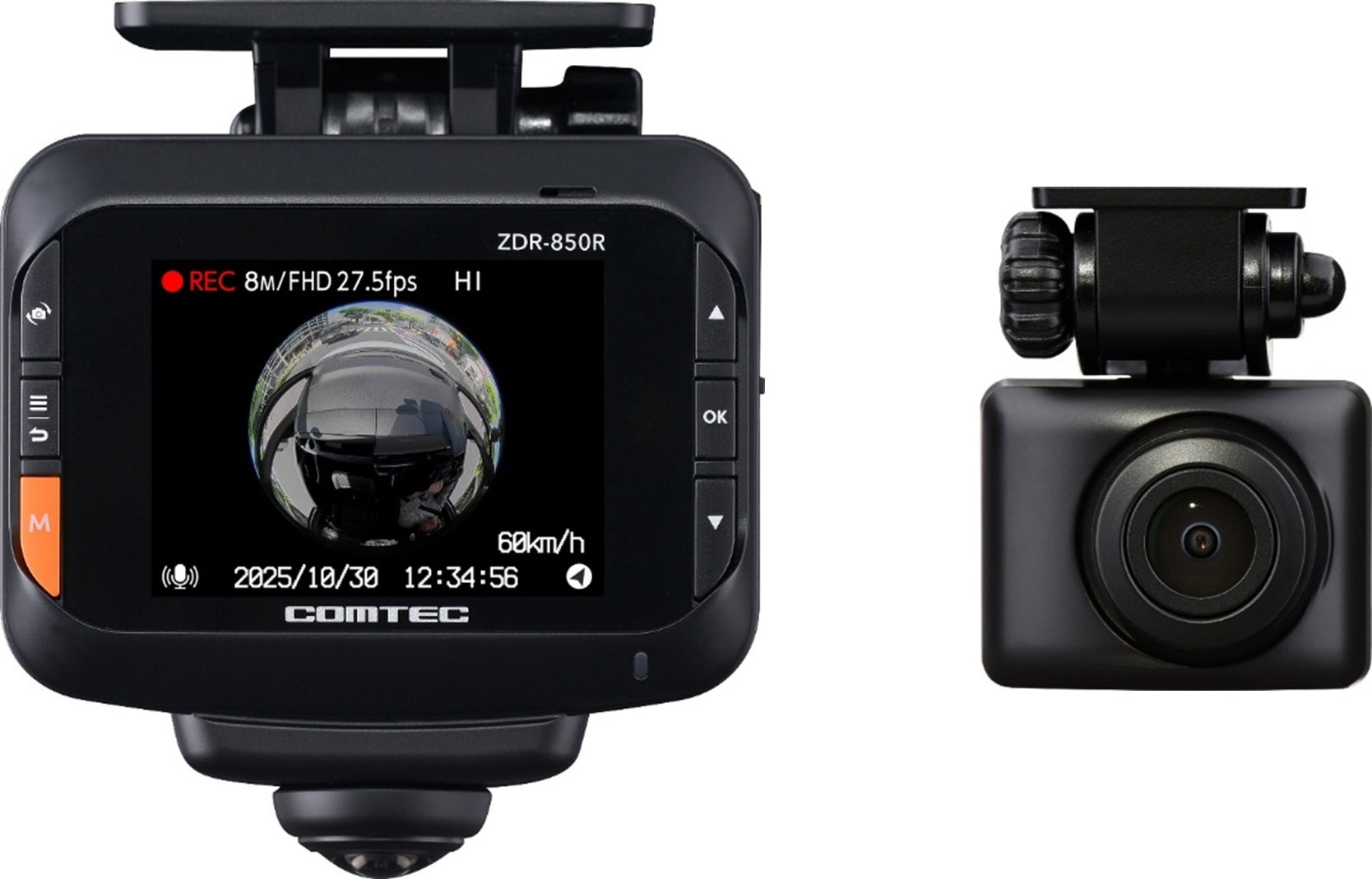 COMTEC 前後2カメラ 360°カメラ+リヤカメラ搭載 ドライブレコーダー 360°カメラ+リヤカメラで全方位を記録する「ZDR-850R」発売
