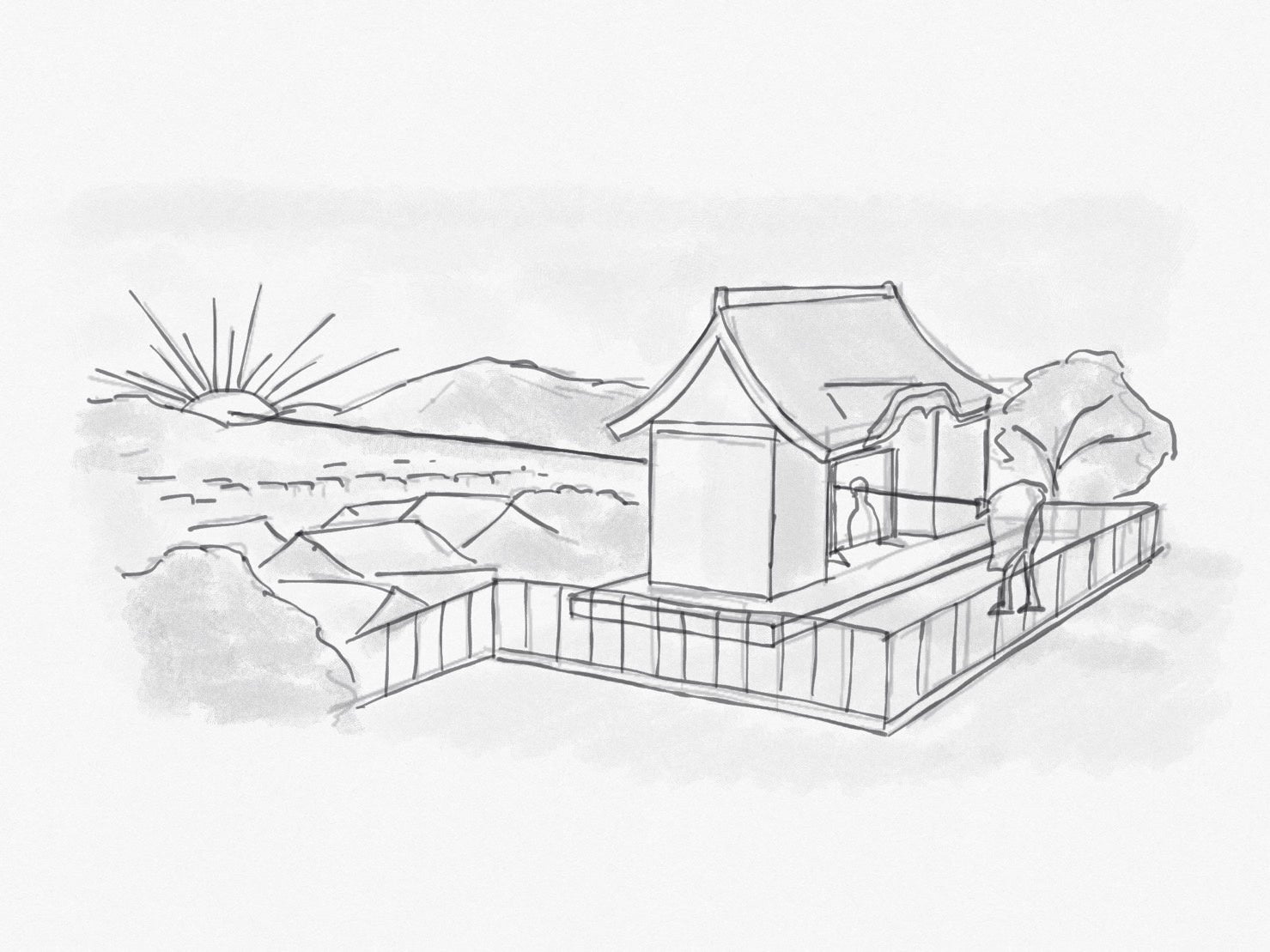 西門での撮影スケッチ