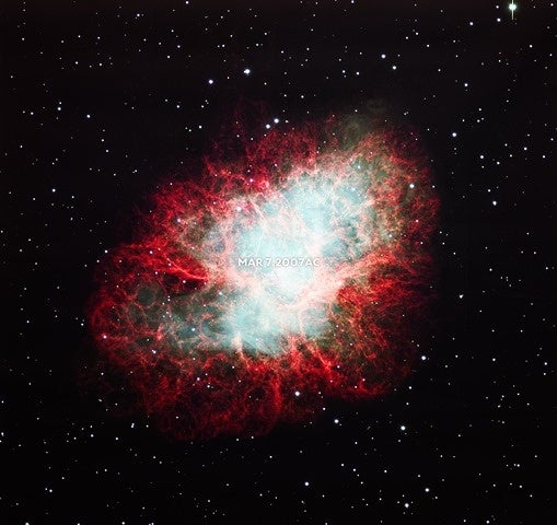 TIME 「Crab Nebula M1」© Kensaku Kakimoto、天体画像提供：国立天文台