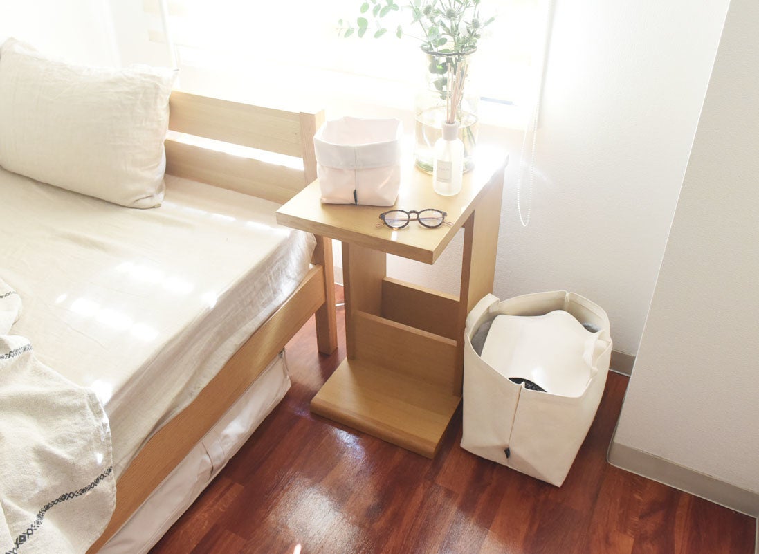 中身を目隠しできるデザインが嬉しい。（ナチュラルL）