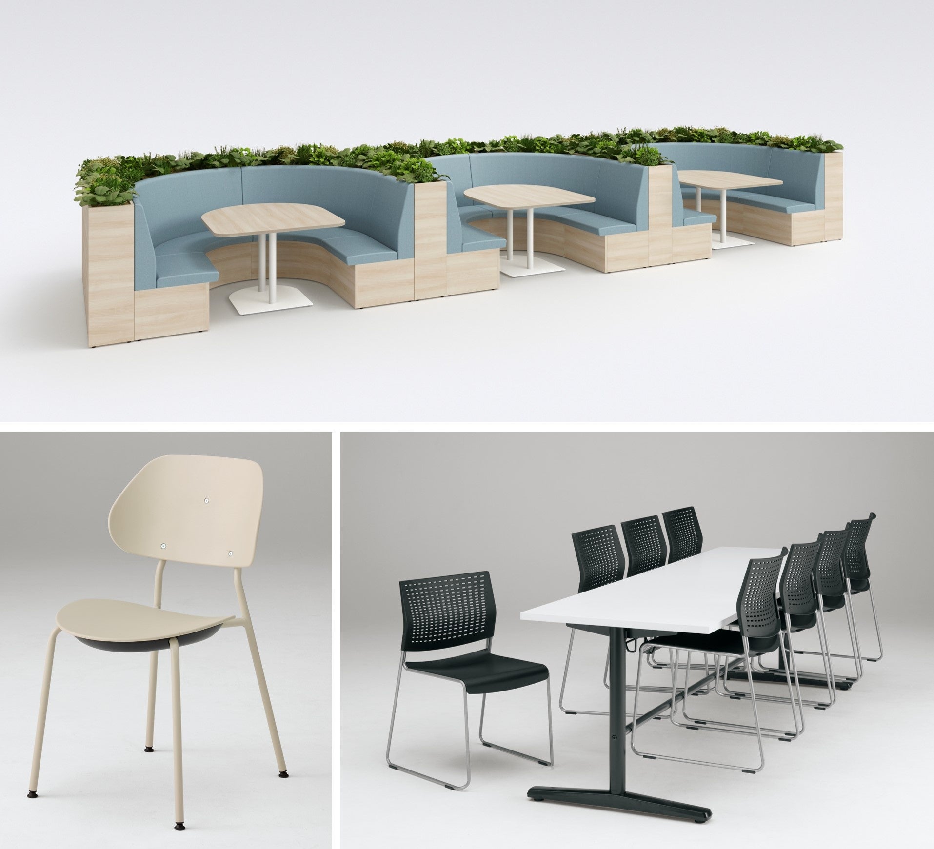 食堂空間に適したブース・チェア・テーブルのラインアップ追加 | 株式