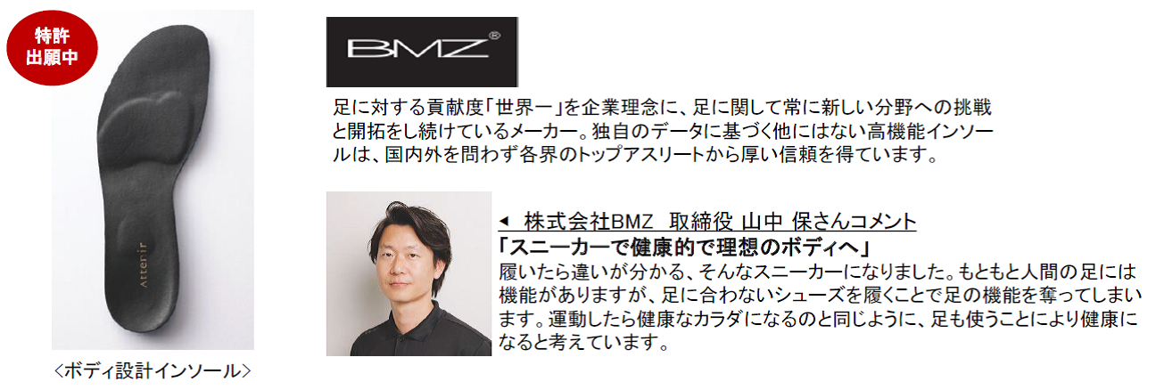 トップアスリート御用達のインソールブランド「BMZ」共同開発