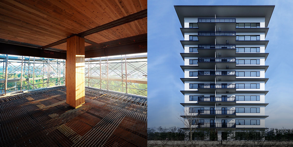 2019年 最優秀賞 (農林⽔産⼤⾂賞)『⽇本初となる中⾼層⽊造ハイブリッド建築を実現する技術の実証』（三菱地所(株)、(株)⽵中 ⼯務店、⼭佐⽊材(株)、⽥島⼭業(株)）